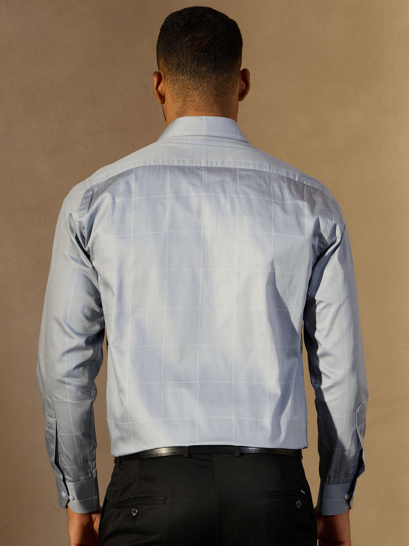 Grey: Checked Formal Shirt