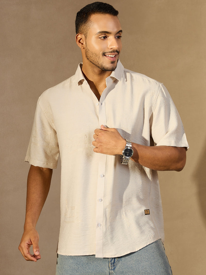 Off White: Embroidery Oversized Shirt