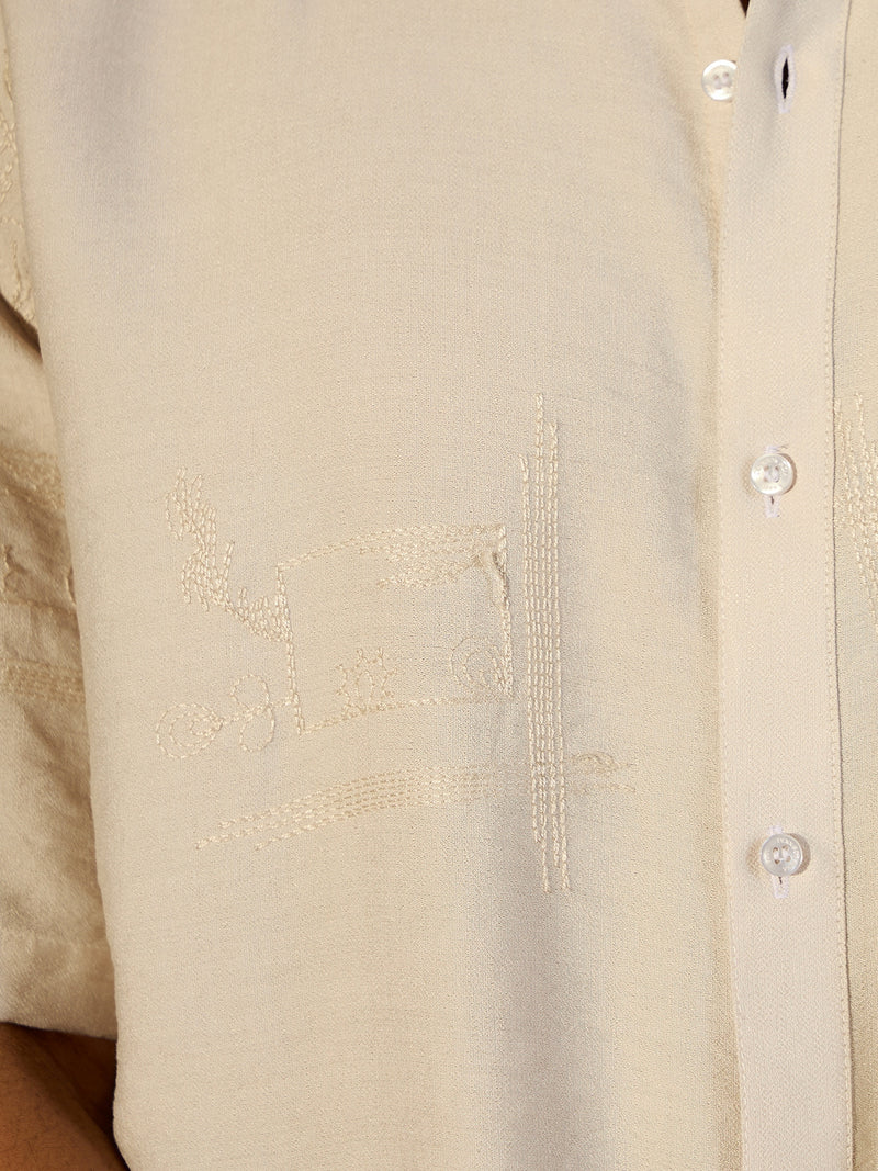 Off White: Embroidery Oversized Shirt
