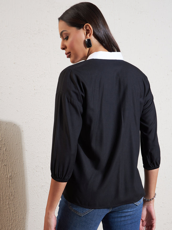 Women's Black Solid Casual Shirt