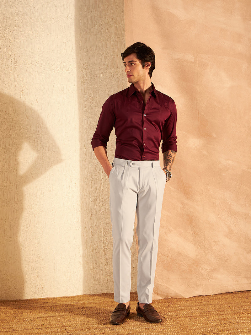 DENNISON Men Light Grey Formal Trouser