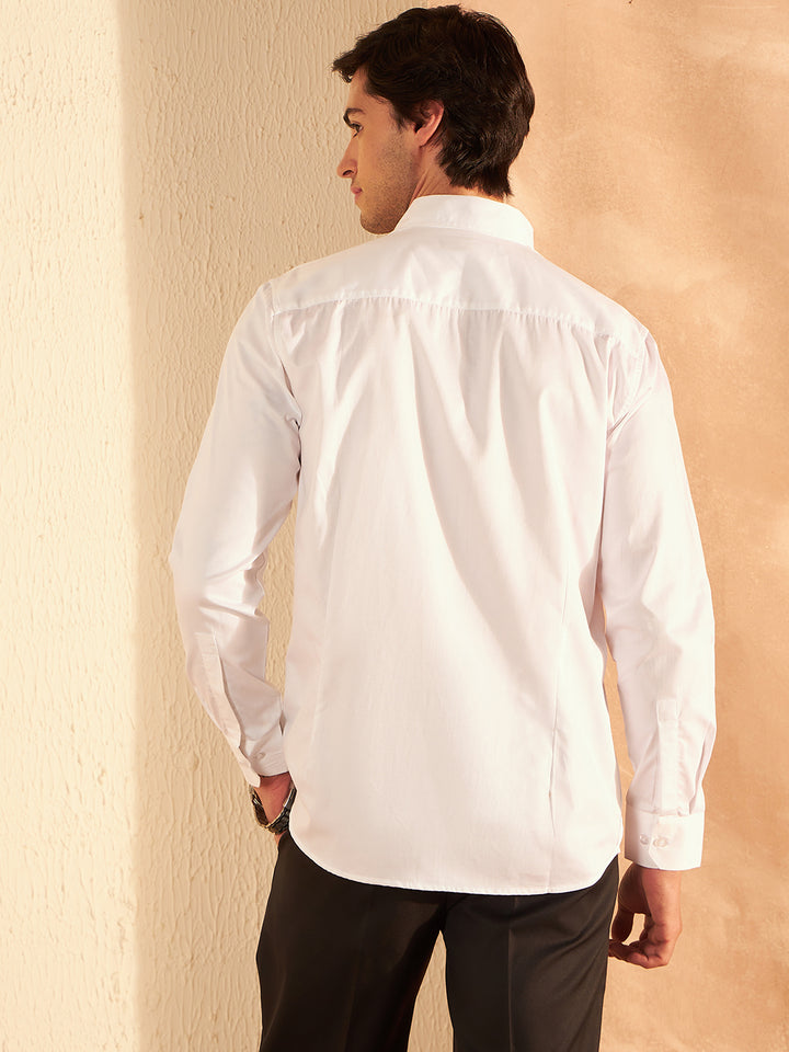 DENNISON Men White Sequenced Clubwear Shirt