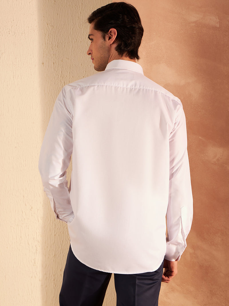 White: Solid Formal Shirt
