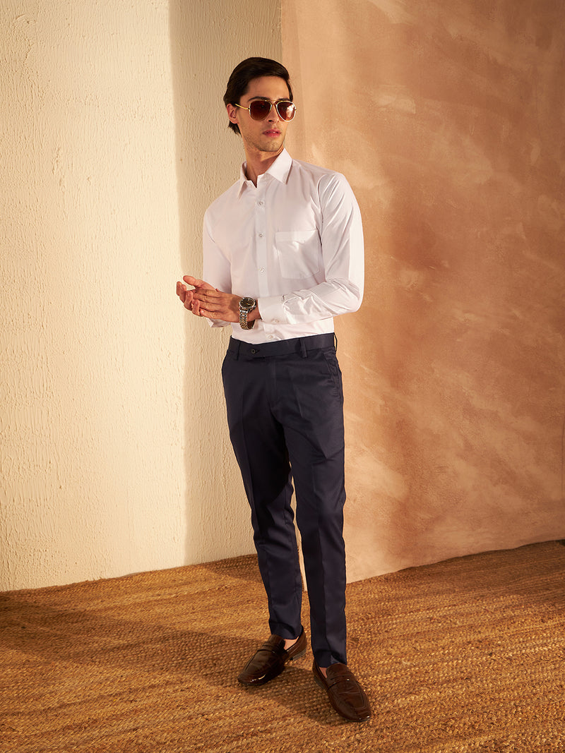 White: Solid Formal Shirt