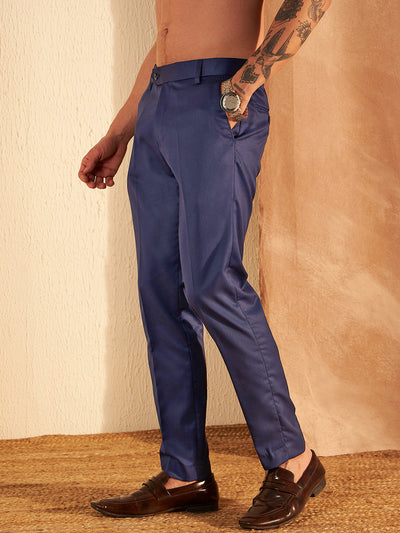 DENNISON Men Navy Blue Formal Trouser