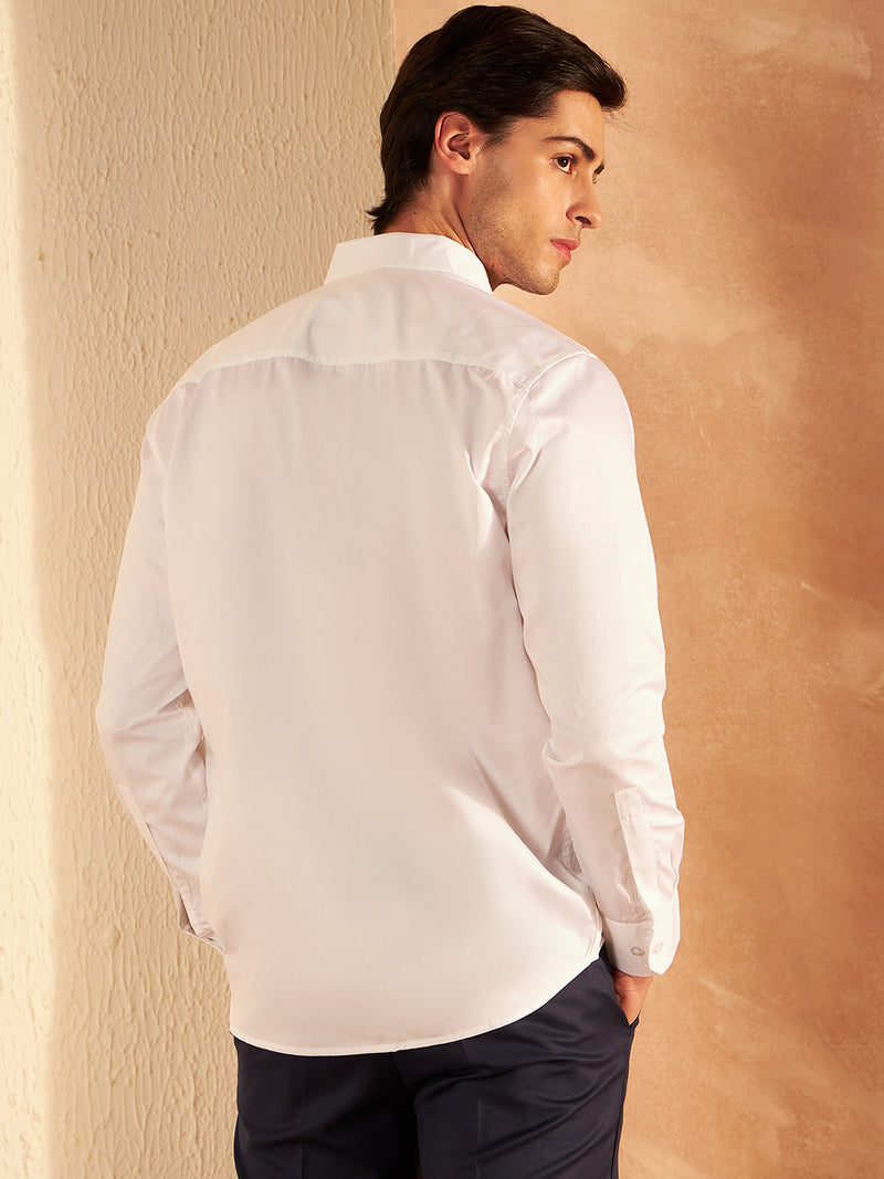 White: Full Sleeves Clubwear Shirt