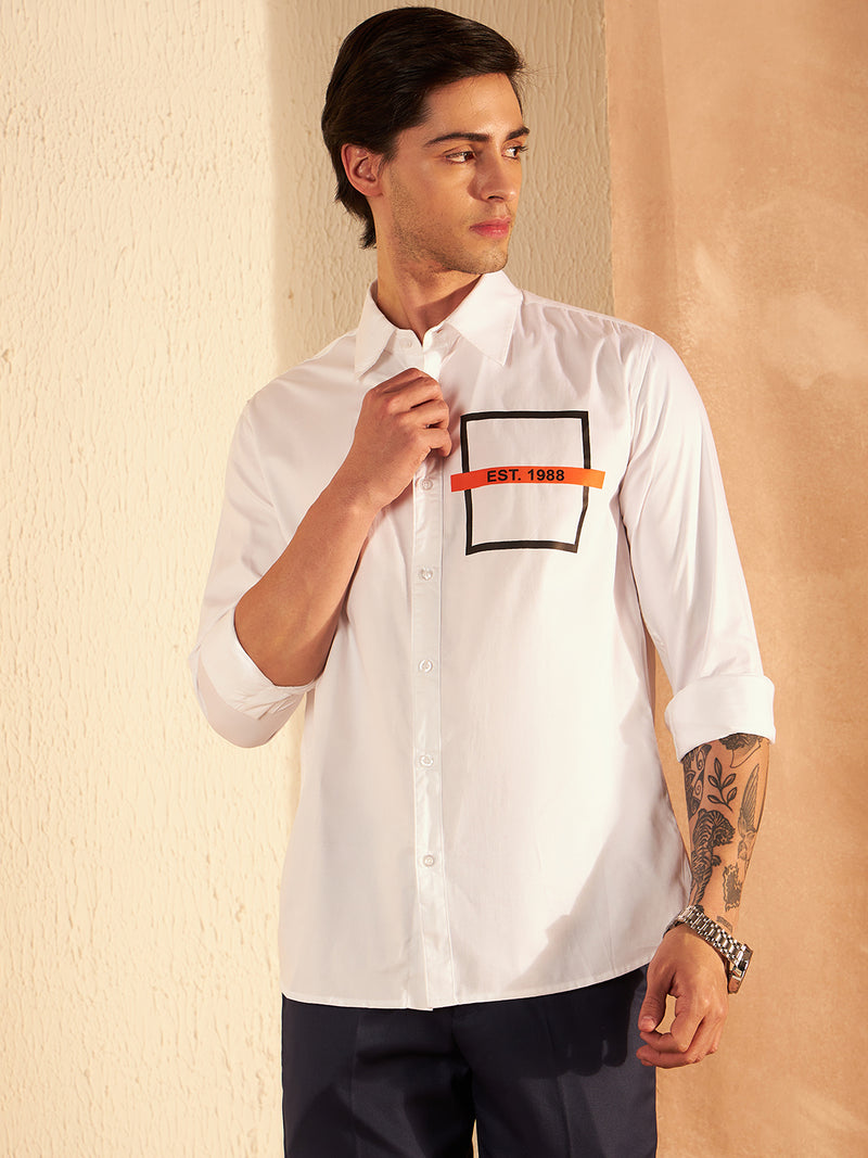 White: Full Sleeves Clubwear Shirt