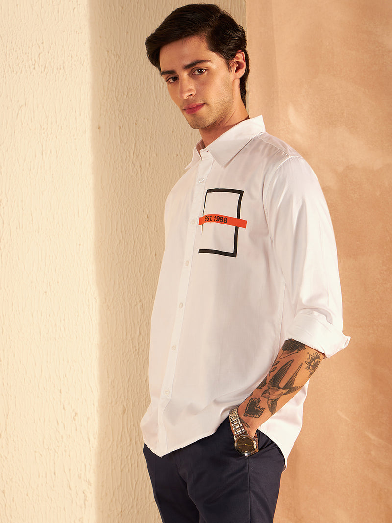 White: Full Sleeves Clubwear Shirt