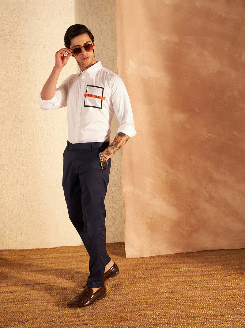 White: Full Sleeves Clubwear Shirt