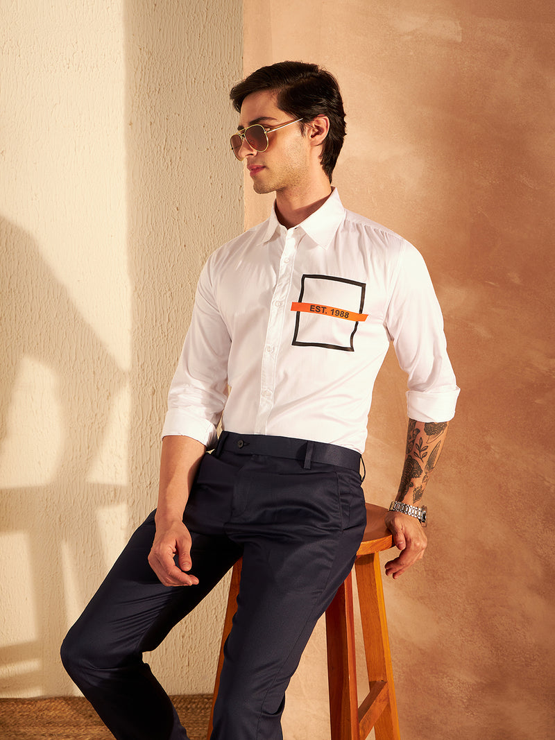 White: Full Sleeves Clubwear Shirt