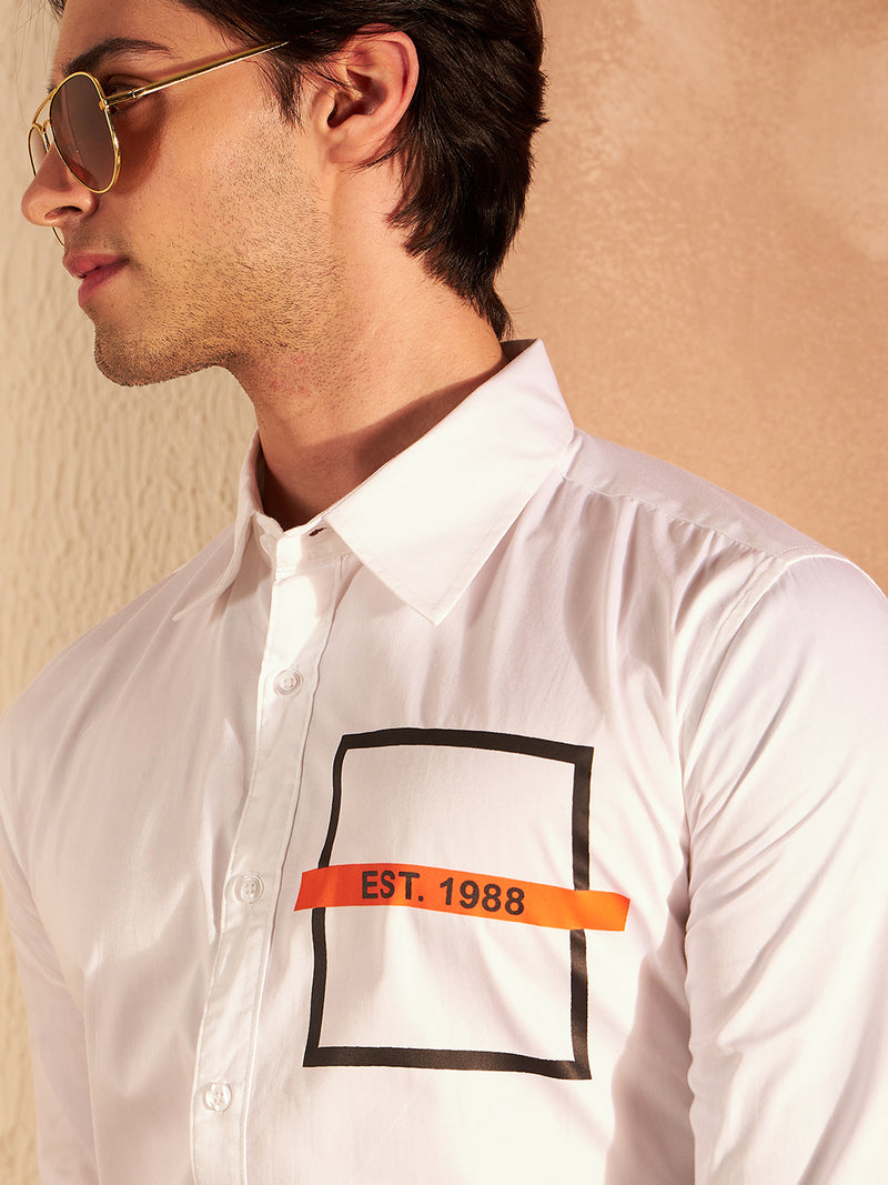 White: Full Sleeves Clubwear Shirt