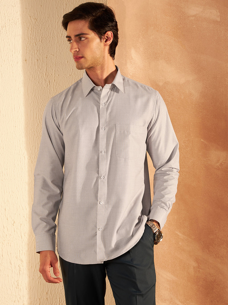Light Grey: Solid Formal Shirt