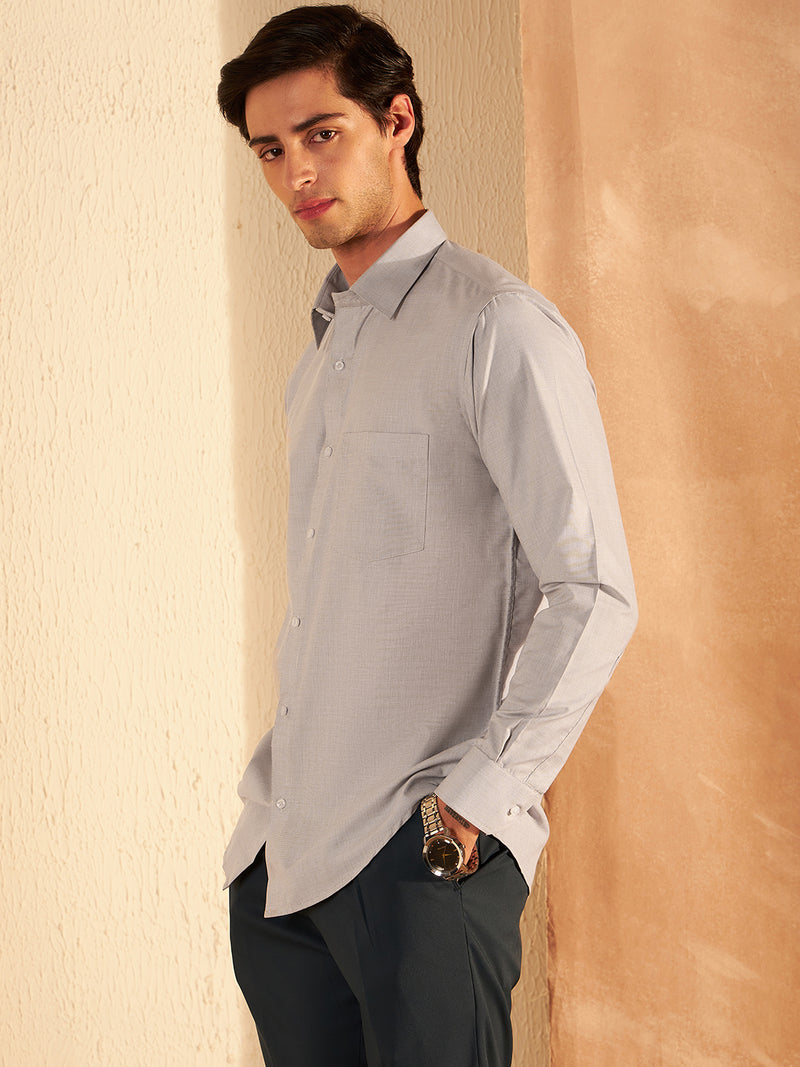 Light Grey: Solid Formal Shirt