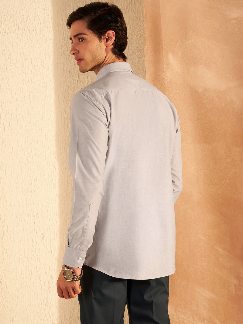 Light Grey: Solid Formal Shirt