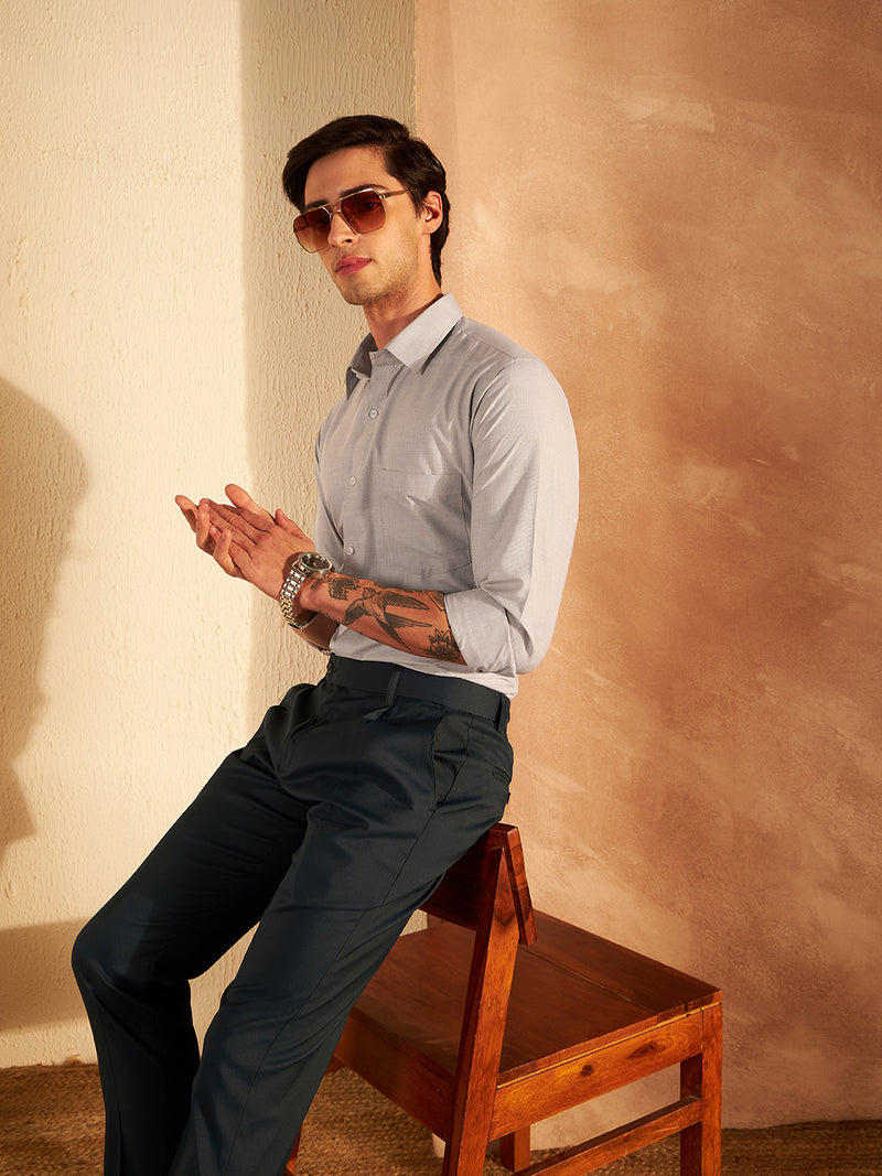 Light Grey: Solid Formal Shirt