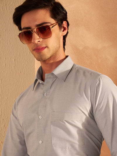 Light Grey: Solid Formal Shirt