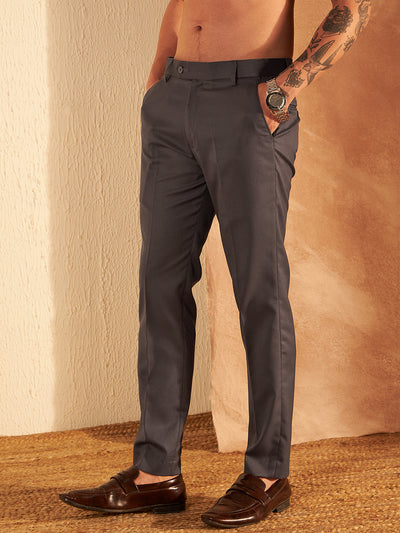 DENNISON Men Dark Grey Formal Trouser