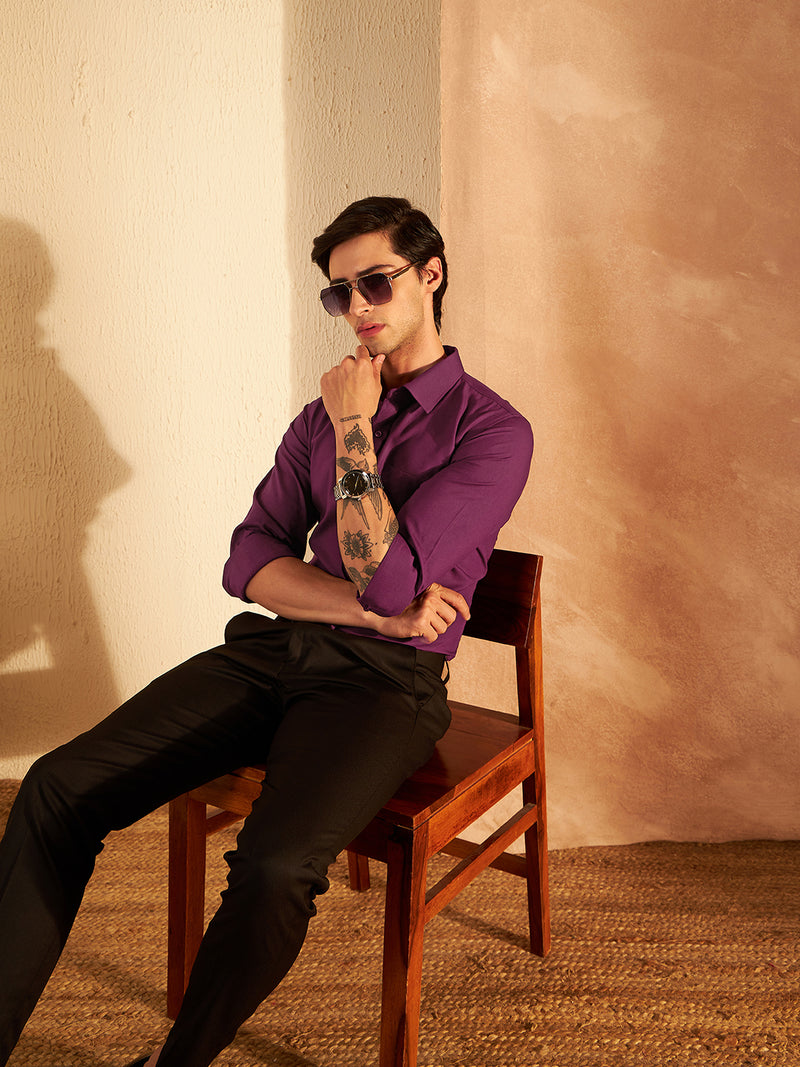 Purple: Solid Formal Shirt