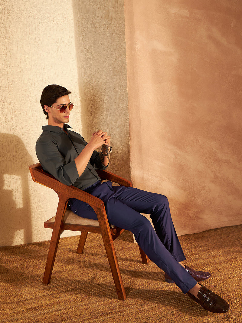 DENNISON Men Navy blue Formal Trouser
