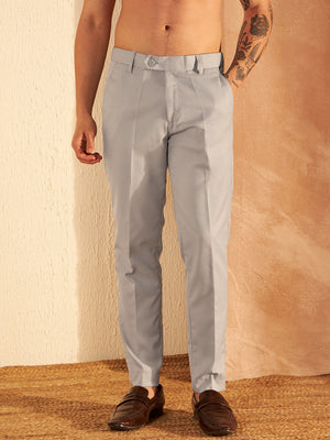 DENNISON Men Light Grey Formal Trouser