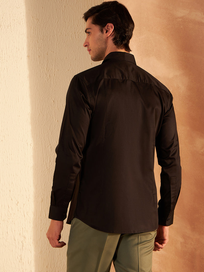 Black: Full Sleeves Clubwear Shirt
