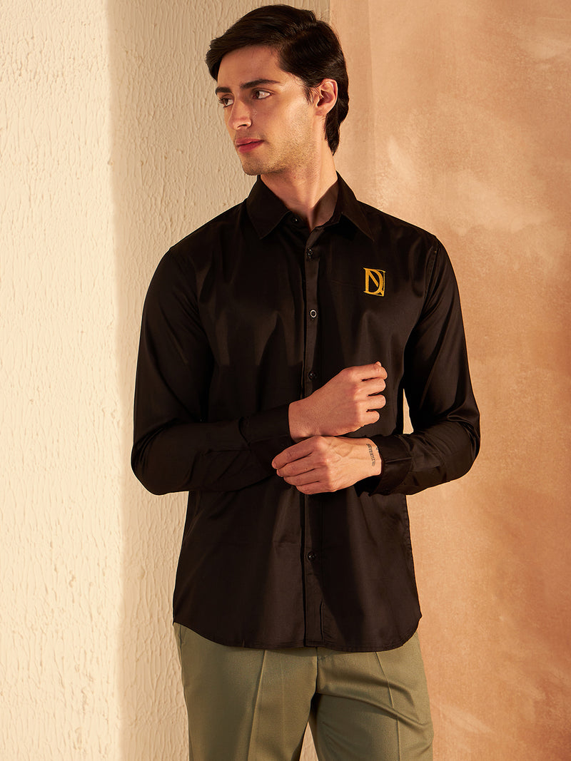 Black: Full Sleeves Clubwear Shirt