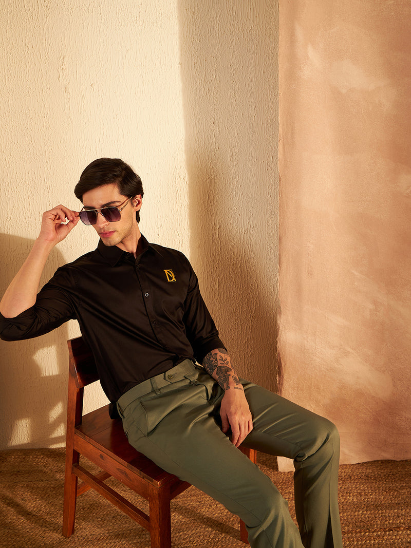 Black: Full Sleeves Clubwear Shirt