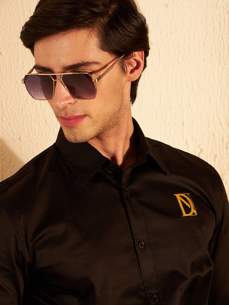 Black: Full Sleeves Clubwear Shirt