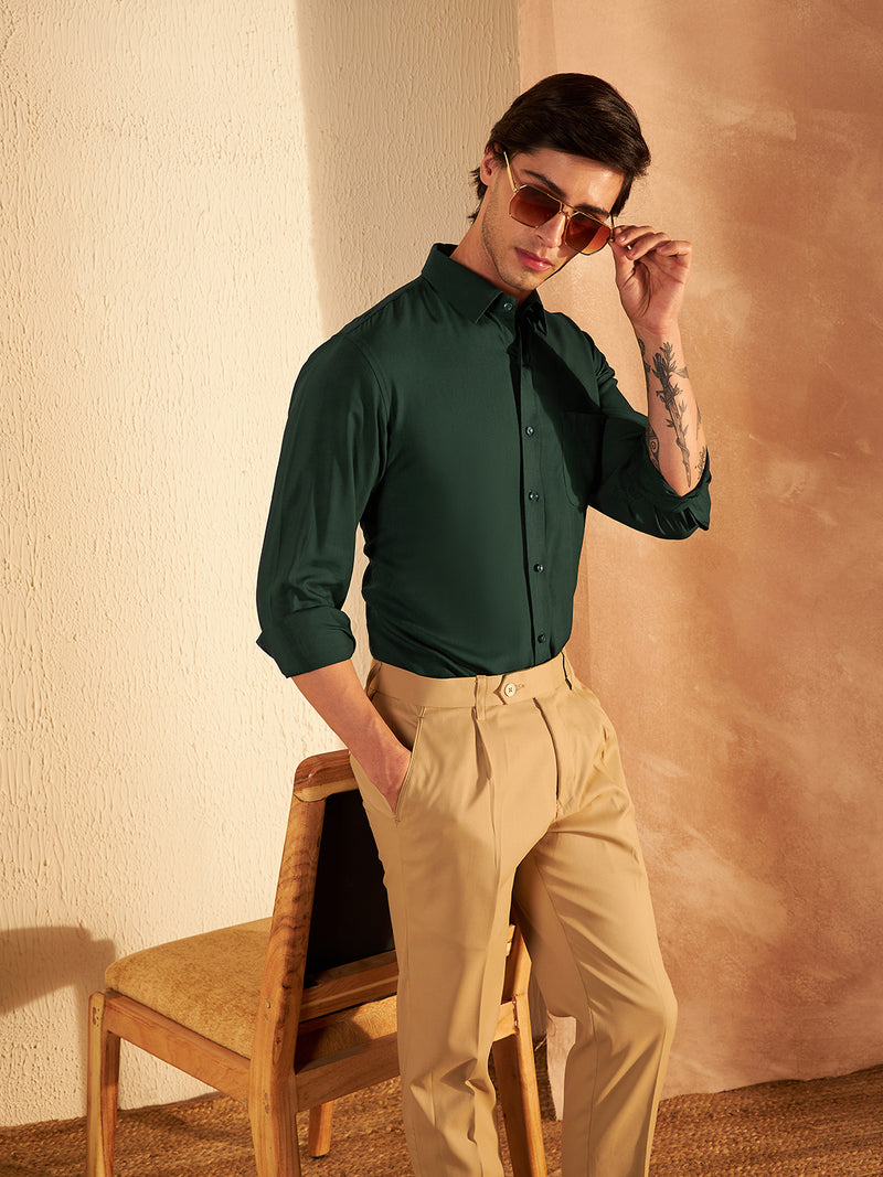 Green: Solid Formal Shirt