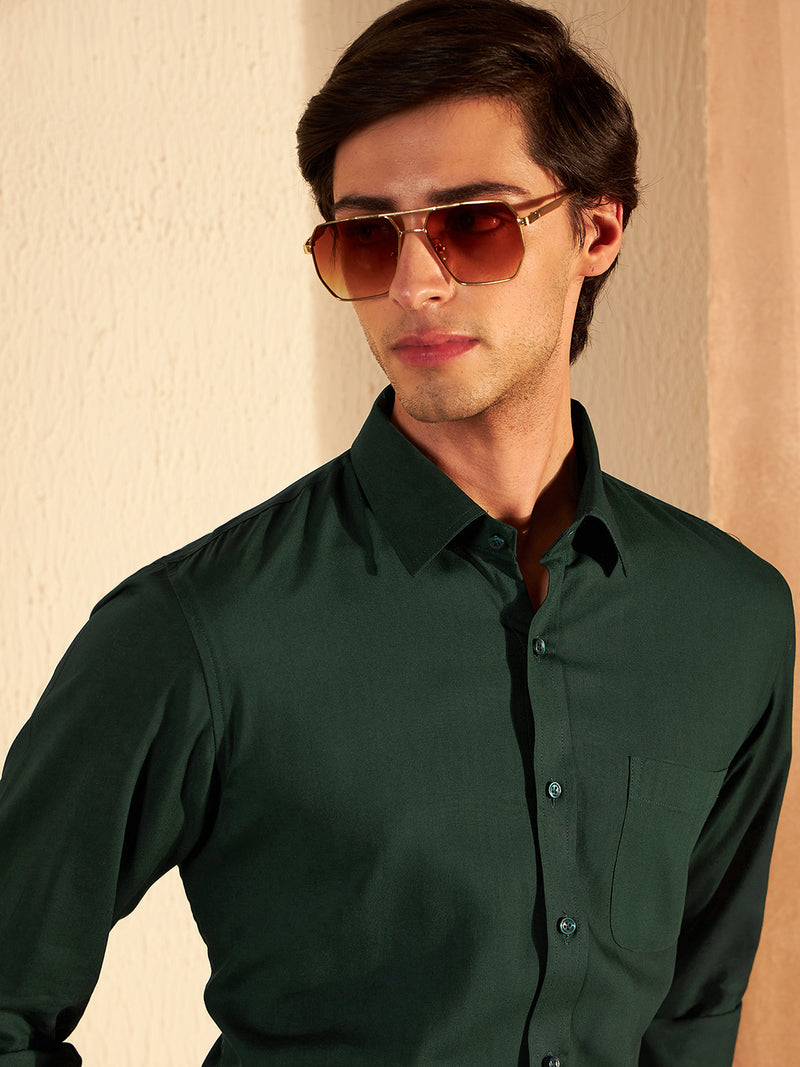 Green: Solid Formal Shirt