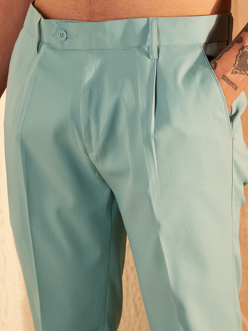 DENNISON Men Light Blue Formal Trouser