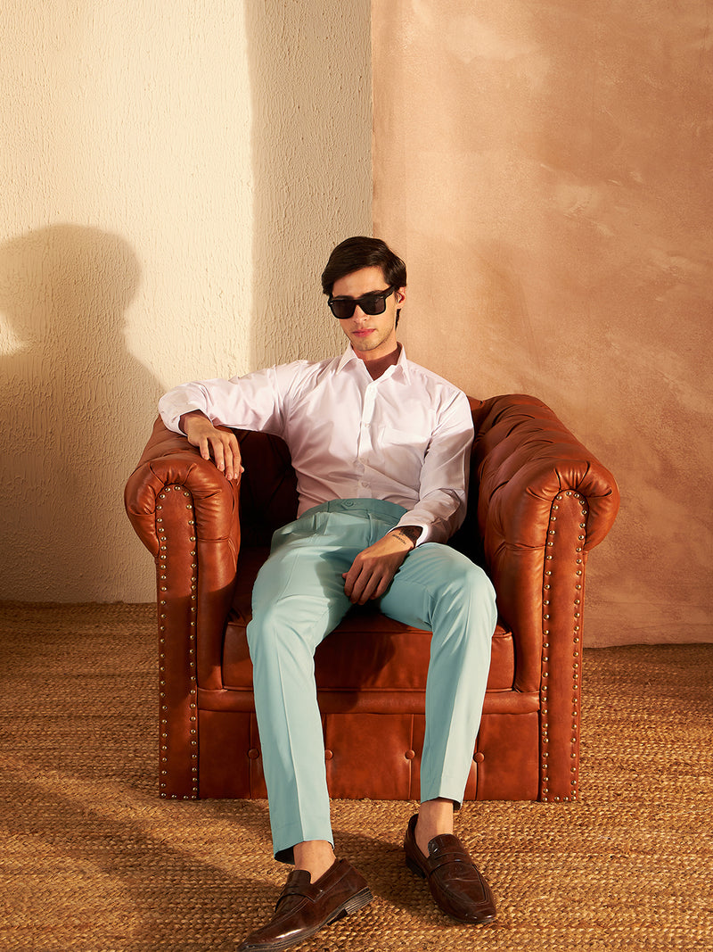 DENNISON Men Light Blue Formal Trouser