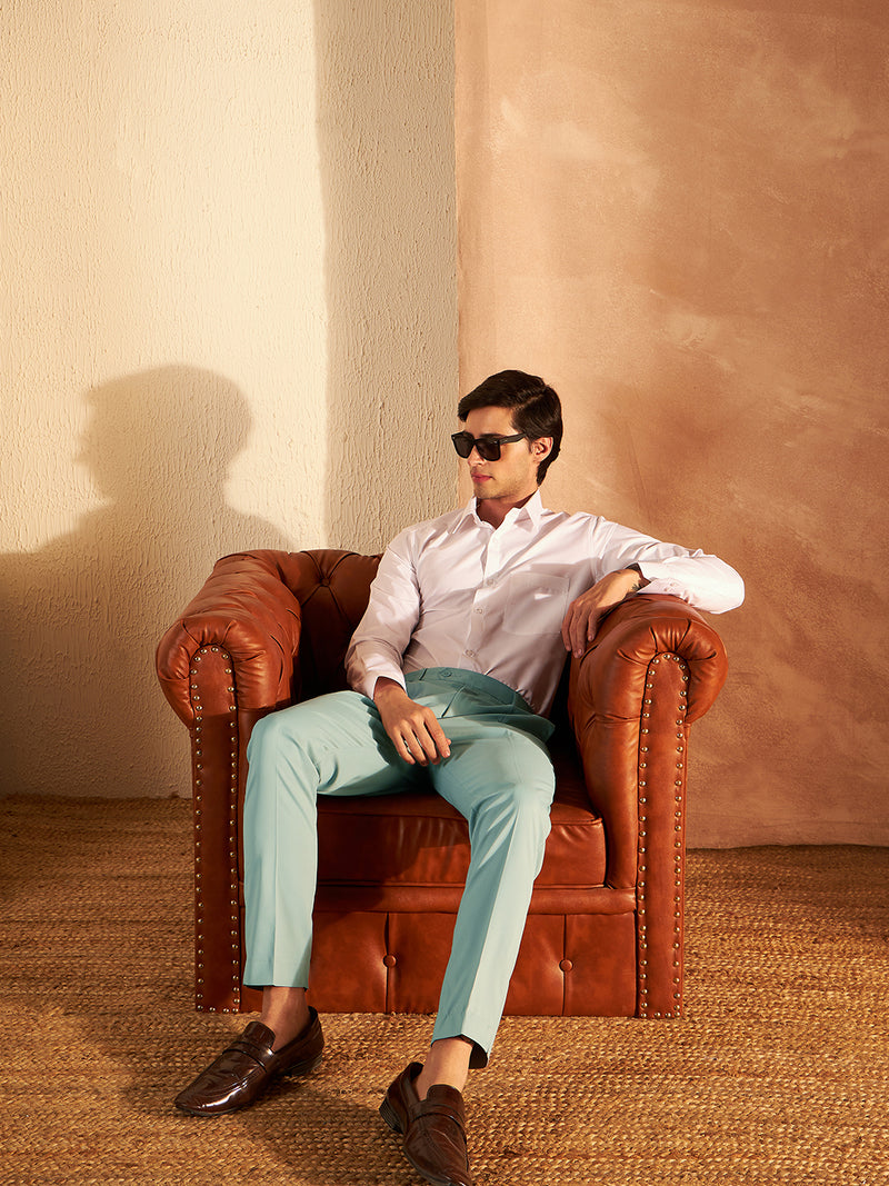 DENNISON Men Light Blue Formal Trouser