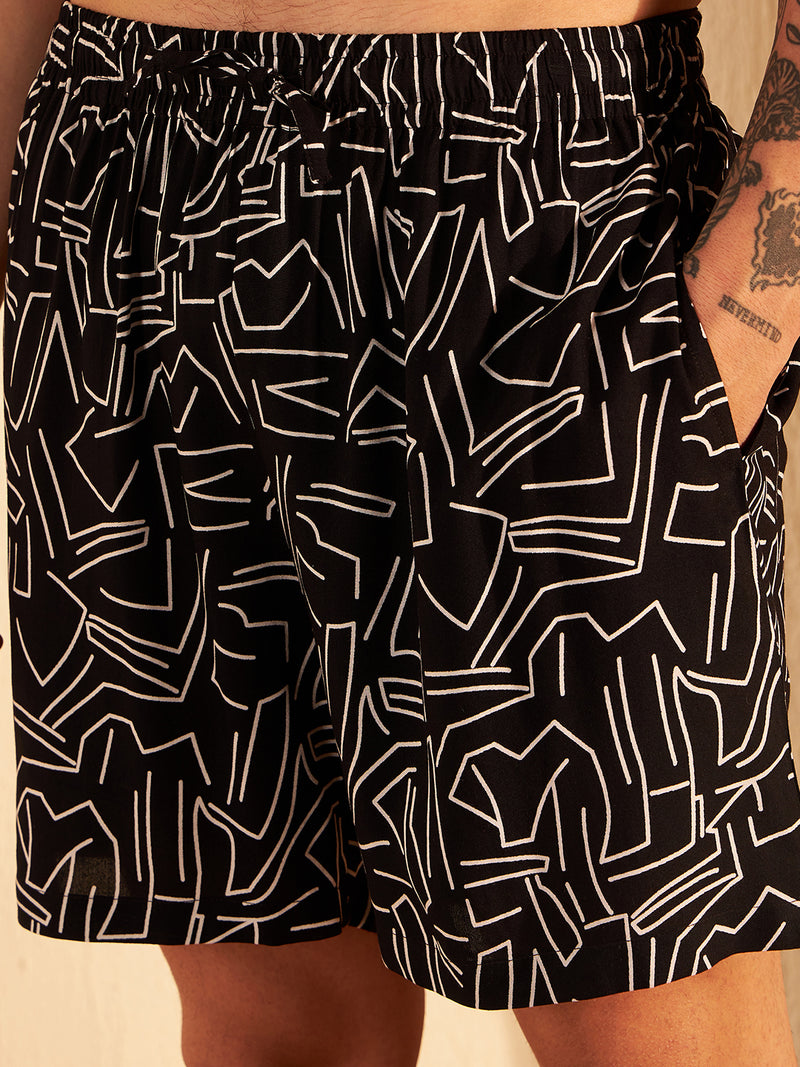 DENNISON Geometric Printed Cuban Collar Shirt & Short