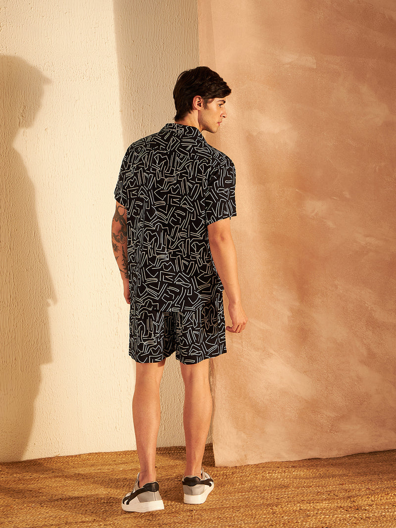 DENNISON Geometric Printed Cuban Collar Shirt & Short