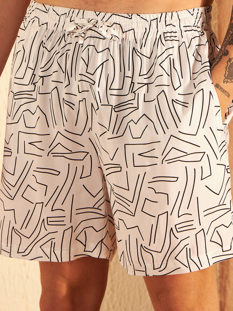 DENNISON Geometric Printed Cuban Collar Shirt & Short