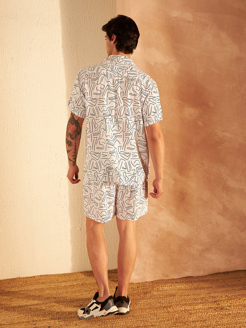 DENNISON Geometric Printed Cuban Collar Shirt & Short