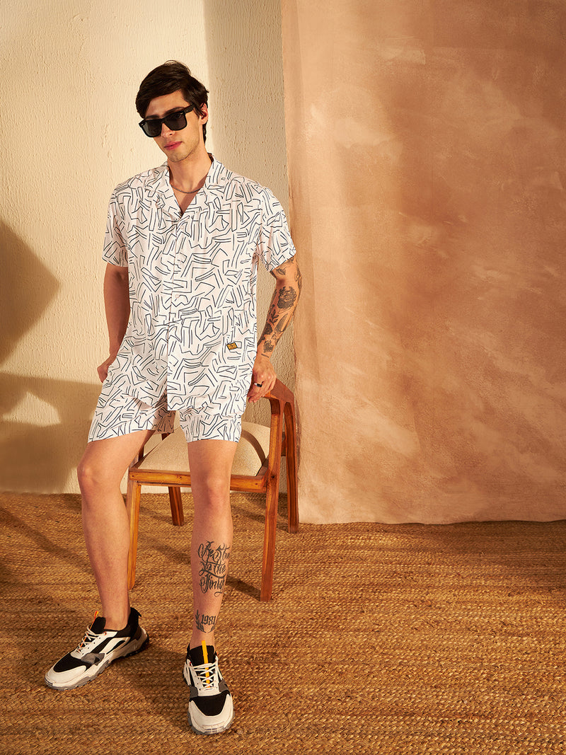 DENNISON Geometric Printed Cuban Collar Shirt & Short