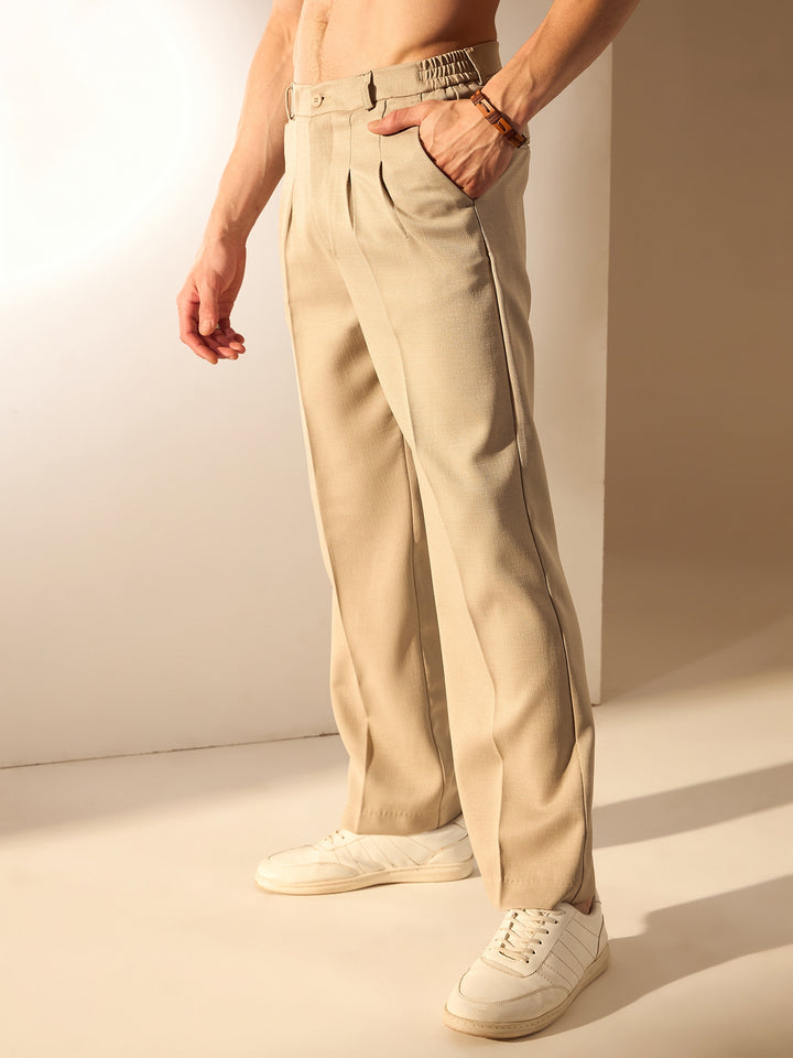 Beige: Smart-Fit Waist Korean Trousers