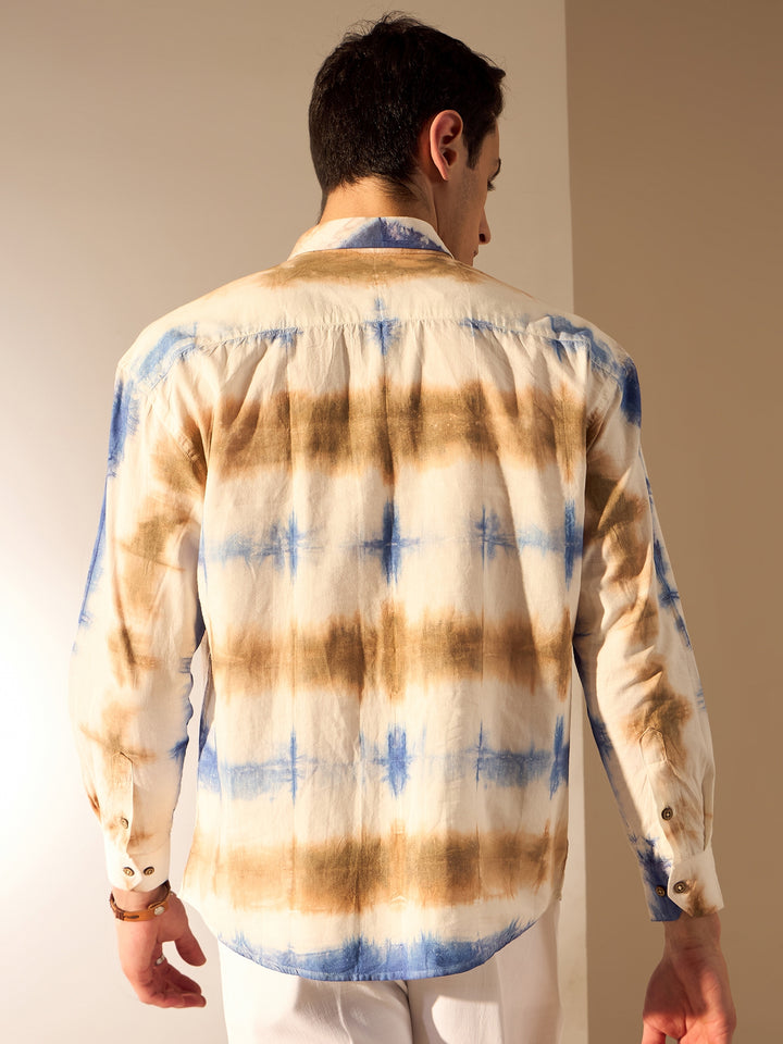 White: Tie and Dyed Cotton Oversized Shirt