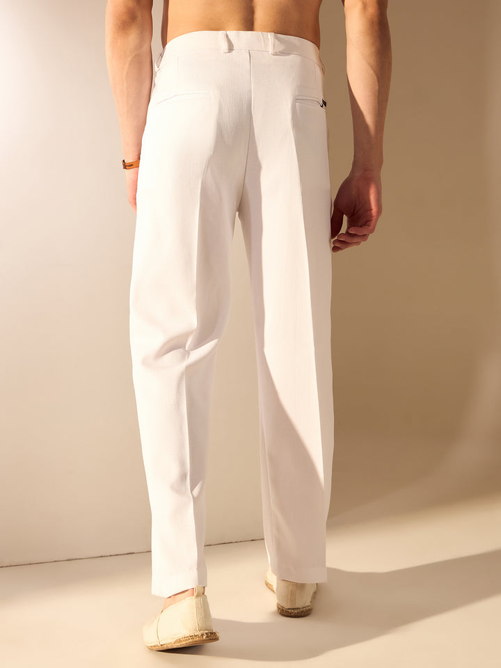 White: Smart-Fit Waist Korean Trousers