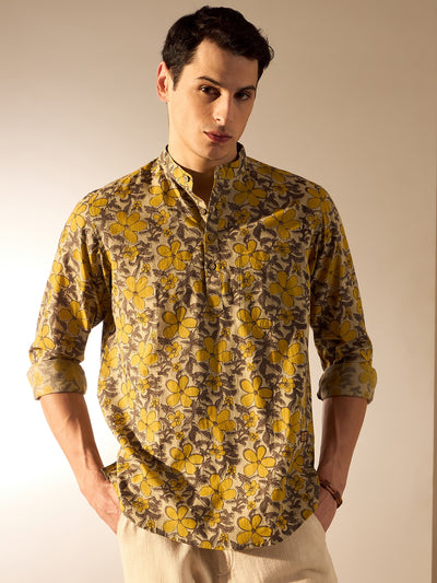 Cream & Yellow: Hand Block Sustainable Short Kurta