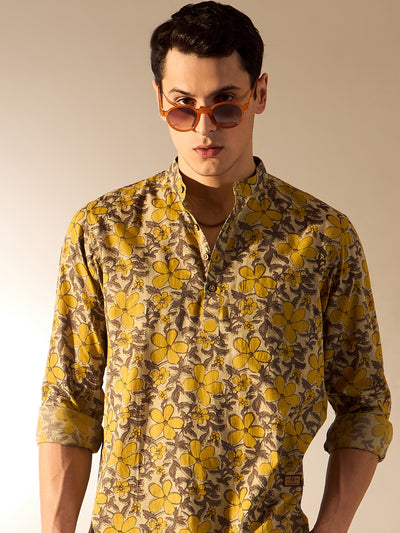 Cream & Yellow: Hand Block Sustainable Short Kurta