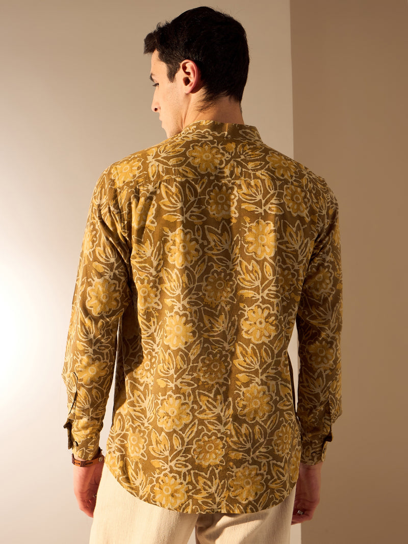 Brown: Hand Block Sustainable Short Kurta
