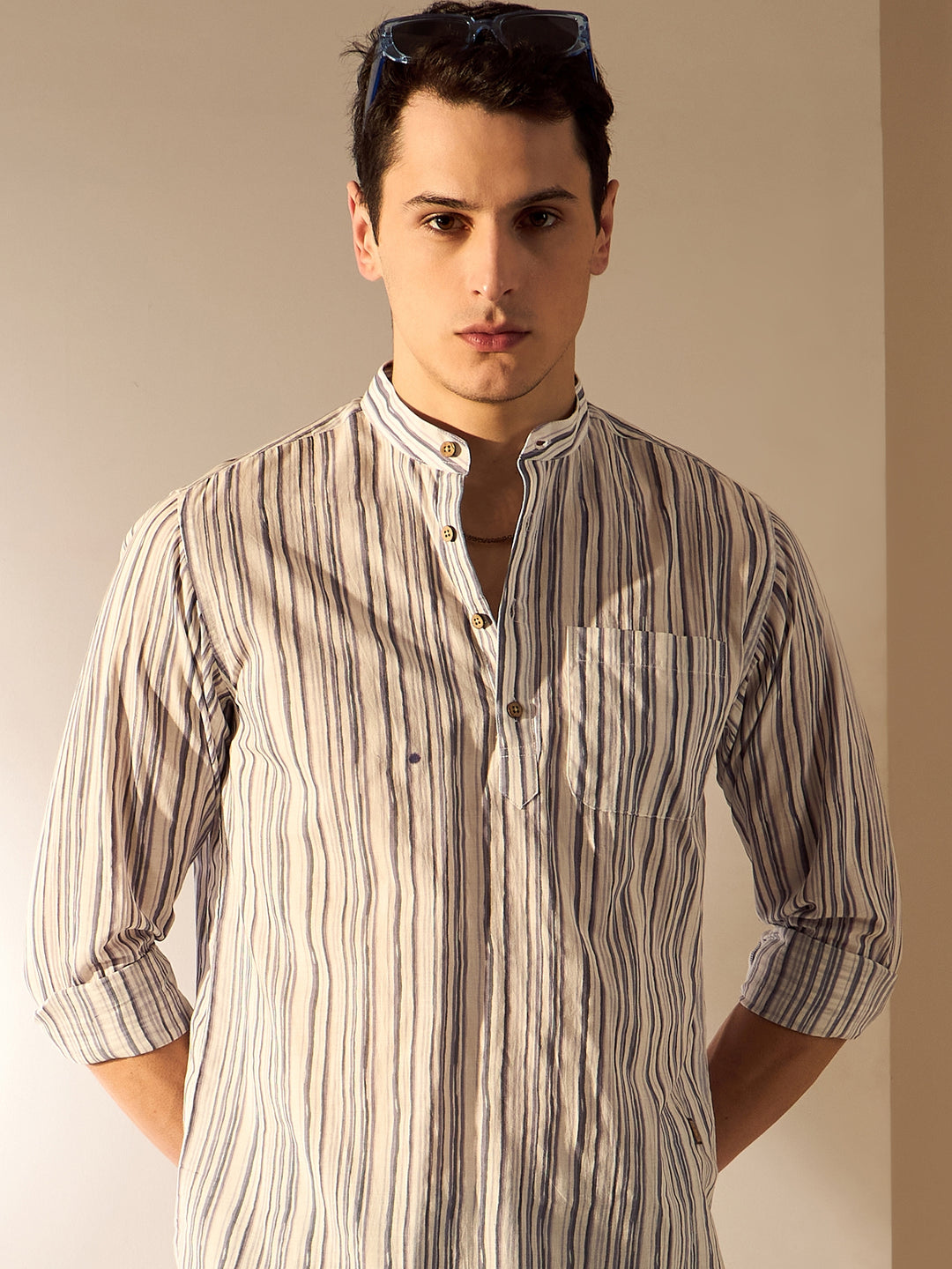 Striped Printed Sustainable Short Kurta