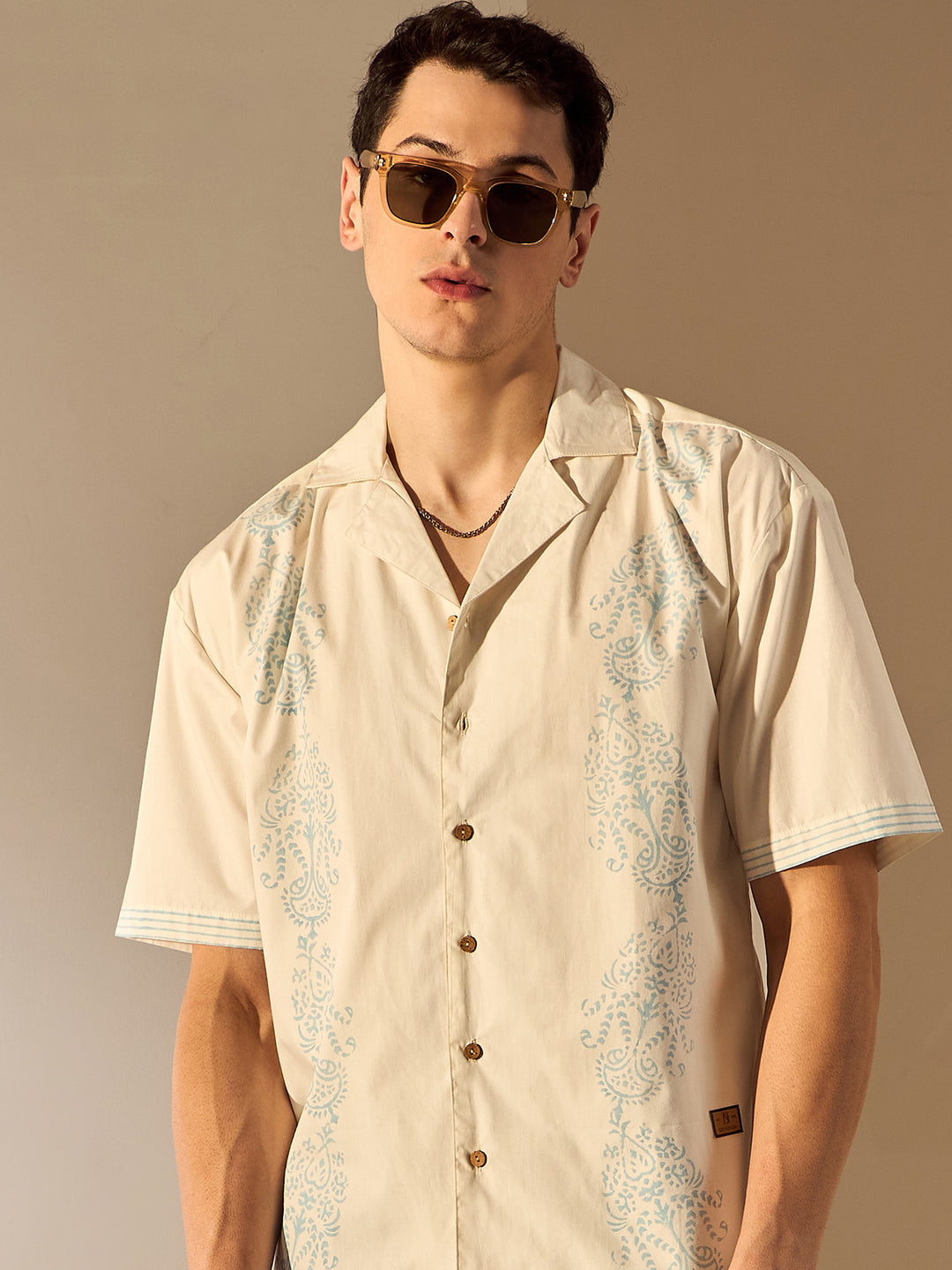 Off White: Ethnic Printed Oversized Shirt