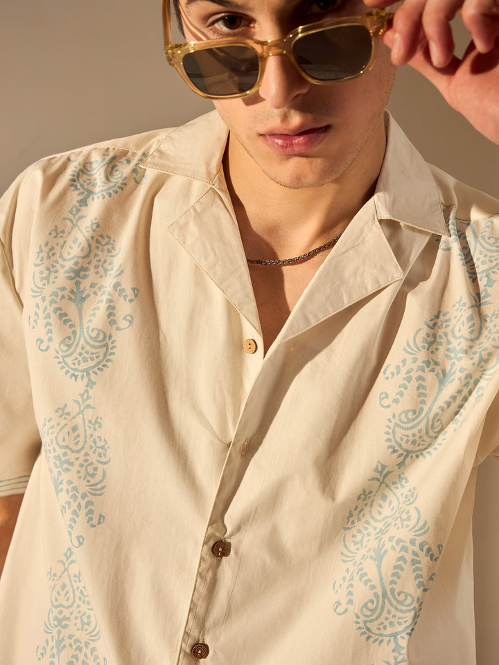 Off White: Ethnic Printed Oversized Shirt