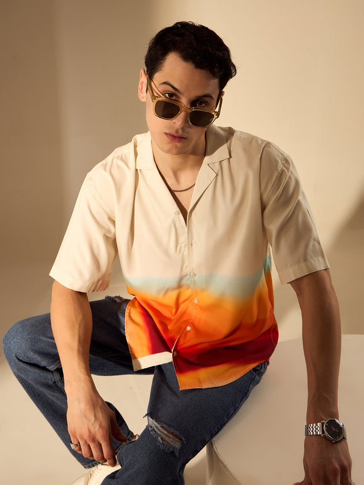 Mint and Multi: Ombre Effect Oversized Shirt