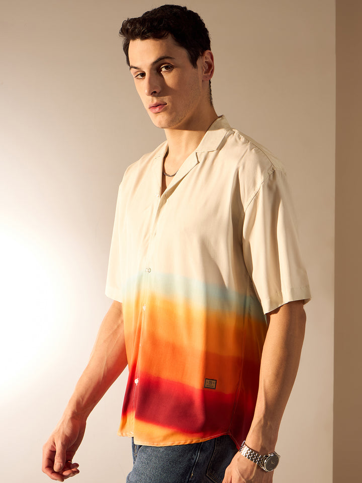 Mint and Multi: Ombre Effect Oversized Shirt