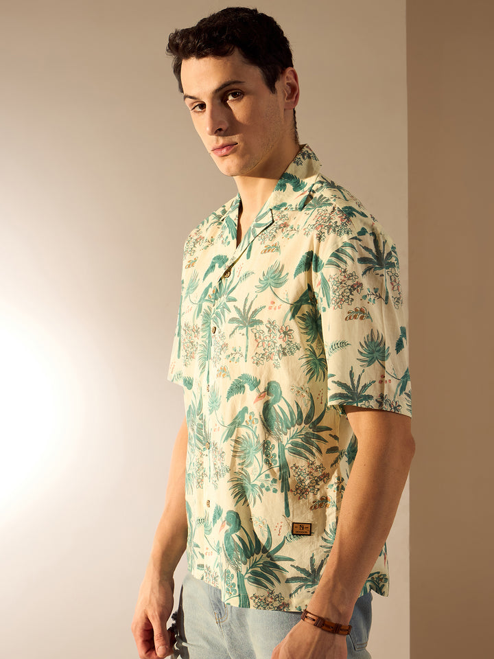 Tropical Beach Hawaiian Printed Oversized Shirt